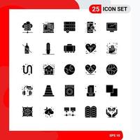 Pictogram Set of 25 Simple Solid Glyphs of imac monitor data computer search Editable Vector Design Elements