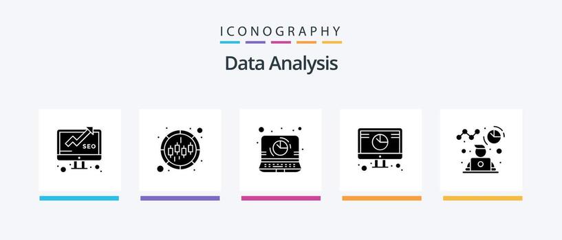 Data Analysis Glyph 5 Icon Pack Including analysis. digital. graph. database. report. Creative Icons Design vector