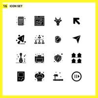 Universal Icon Symbols Group of 16 Modern Solid Glyphs of construction up alert arrow indian Editable Vector Design Elements