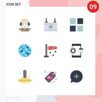 9 Universal Flat Colors Set for Web and Mobile Applications app direction grid airflow globe Editable Vector Design Elements