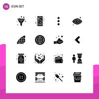 16 Solid Glyph concept for Websites Mobile and Apps orbit eye test service eye ui Editable Vector Design Elements