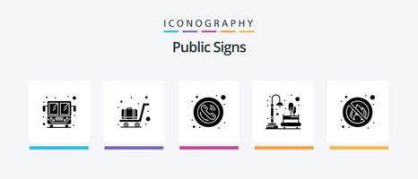 Public Signs Glyph 5 Icon Pack Including fighter. park. phone. night. city. Creative Icons Design vector