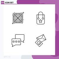 Stock Vector Icon Pack of 4 Line Signs and Symbols for hardware mail handbag journey mail Editable Vector Design Elements