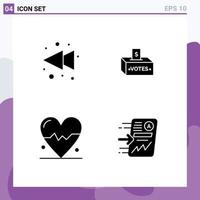 Group of 4 Modern Solid Glyphs Set for arrow heart bribe influence file Editable Vector Design Elements