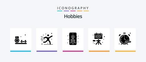 Hobbies Glyph 5 Icon Pack Including hobby. timer. mp audio. hobby. image. Creative Icons Design vector