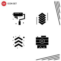 Solid Glyph Pack of 4 Universal Symbols of art arrow roller development up Editable Vector Design Elements