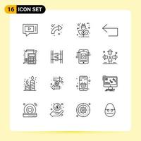 Universal Icon Symbols Group of 16 Modern Outlines of reply back up arrow ecology Editable Vector Design Elements