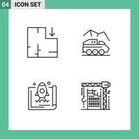 Universal Icon Symbols Group of 4 Modern Filledline Flat Colors of apartment launch exploration surface marketing Editable Vector Design Elements