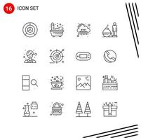 Pictogram Set of 16 Simple Outlines of doctor modern binary debt server Editable Vector Design Elements