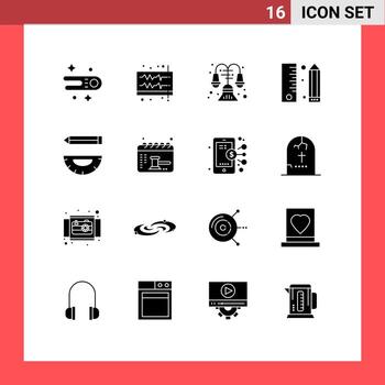 16 Solid Glyph concept for Websites Mobile and Apps coding pencil decorate development coding Editable Vector Design Elements