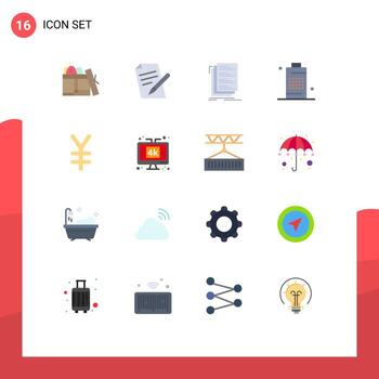 User Interface Pack of 16 Basic Flat Colors of power energy code cell list Editable Pack of Creative Vector Design Elements