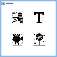 Group of 4 Solid Glyphs Signs and Symbols for slider art type word paint Editable Vector Design Elements