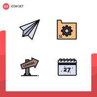 4 Universal Filledline Flat Colors Set for Web and Mobile Applications communication file receive data direction Editable Vector Design Elements