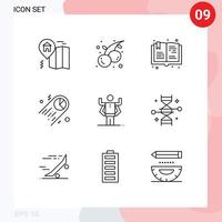 Set of 9 Vector Outlines on Grid for multitask ability read space pie Editable Vector Design Elements