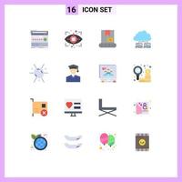 16 Creative Icons Modern Signs and Symbols of molecule data bulldozer internet network Editable Pack of Creative Vector Design Elements