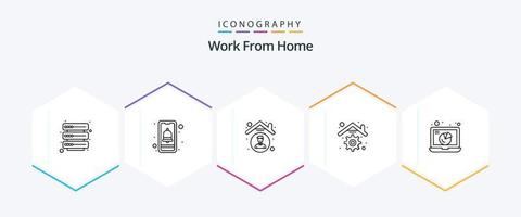 Work From Home 25 Line icon pack including communication. management. house. house. building vector