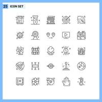 Set of 25 Modern UI Icons Symbols Signs for salad search market optimization engine Editable Vector Design Elements