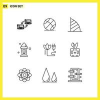 Set of 9 Vector Outlines on Grid for ramadan islam education abrahamic uae monument Editable Vector Design Elements