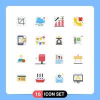 Modern Set of 16 Flat Colors Pictograph of phone direct web commerce profit Editable Pack of Creative Vector Design Elements