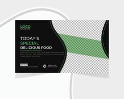 Restaurant food menu youtube thumbnail business and web banner template design vector