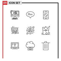 9 Creative Icons Modern Signs and Symbols of goal credit disabled application plus card Editable Vector Design Elements