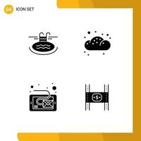 Solid Glyph Pack of Universal Symbols of swimming inbox serves bun tablet Editable Vector Design Elements