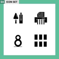 Modern Set of 4 Solid Glyphs and symbols such as trowel th masonry paper editing Editable Vector Design Elements