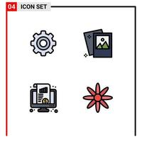 4 Creative Icons Modern Signs and Symbols of basic dashboard wheel photo monitor Editable Vector Design Elements