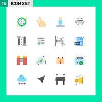 16 Flat Color concept for Websites Mobile and Apps self tapping screw user construction structure Editable Pack of Creative Vector Design Elements