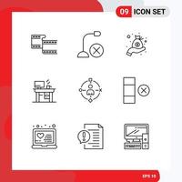 Outline Pack of 9 Universal Symbols of user working cash office job Editable Vector Design Elements