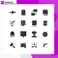 Solid Glyph Pack of 16 Universal Symbols of dropper education card pen browser Editable Vector Design Elements