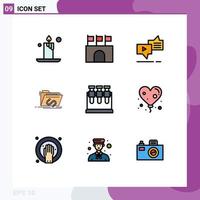 Pictogram Set of 9 Simple Filledline Flat Colors of software file chat exploit speech Editable Vector Design Elements