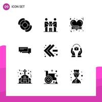 Universal Icon Symbols Group of 9 Modern Solid Glyphs of social communication badge bubbles chat Editable Vector Design Elements