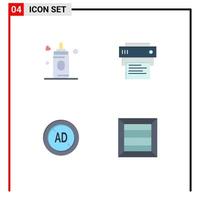 Set of 4 Modern UI Icons Symbols Signs for feeder ad blocker printer education box Editable Vector Design Elements