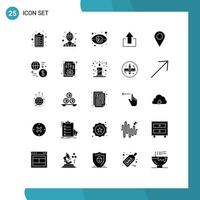 Set of 25 Modern UI Icons Symbols Signs for pin location market upload arrows Editable Vector Design Elements