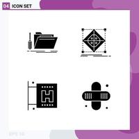 Editable Vector Line Pack of Simple Solid Glyphs of folder preparation resource cluster travel Editable Vector Design Elements