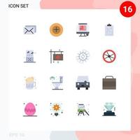 Set of 16 Modern UI Icons Symbols Signs for music market web graphics economics strategy Editable Pack of Creative Vector Design Elements