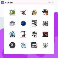 Set of 16 Modern UI Icons Symbols Signs for automation toy dish summer fun Editable Creative Vector Design Elements