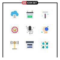 9 Universal Flat Colors Set for Web and Mobile Applications global record shaver microphone audio Editable Vector Design Elements