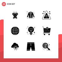 Pictogram Set of 9 Simple Solid Glyphs of light equipment eid earth automation Editable Vector Design Elements