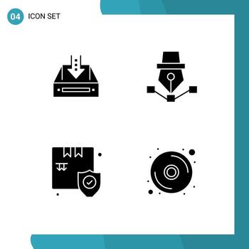 grupo de sólido glifos señales y símbolos para bandeja de entrada diseño documento bolígrafo tienda editable vector diseño elementos