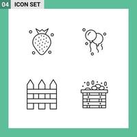 Universal Icon Symbols Group of 4 Modern Filledline Flat Colors of strawberry interior berry barricade sauna Editable Vector Design Elements