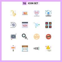 Flat Color Pack of 16 Universal Symbols of circulation internet love global computing Editable Pack of Creative Vector Design Elements