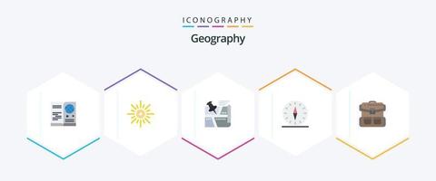 Geo Graphy 25 Flat icon pack including direction. gps. brightness. map. position vector