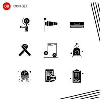 9 Creative Icons Modern Signs and Symbols of woman audio cooling music awareness Editable Vector Design Elements