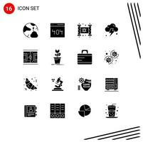 Pack of 16 Modern Solid Glyphs Signs and Symbols for Web Print Media such as ground power user cloud religion Editable Vector Design Elements