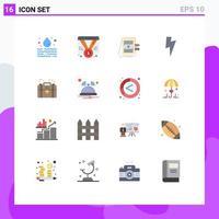 Modern Set of 16 Flat Colors and symbols such as business power web twitter system Editable Pack of Creative Vector Design Elements