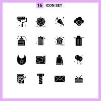 Universal Icon Symbols Group of 16 Modern Solid Glyphs of cleaning cloud medicine computing cloud Editable Vector Design Elements