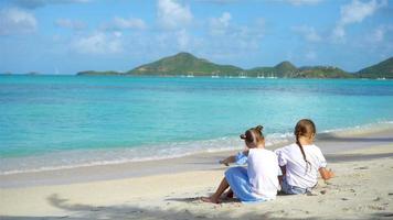 Adorable little girls on the beach during summer vacation video