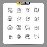 User Interface Pack of 16 Basic Outlines of global iot capsule internet of things shopping bag Editable Vector Design Elements